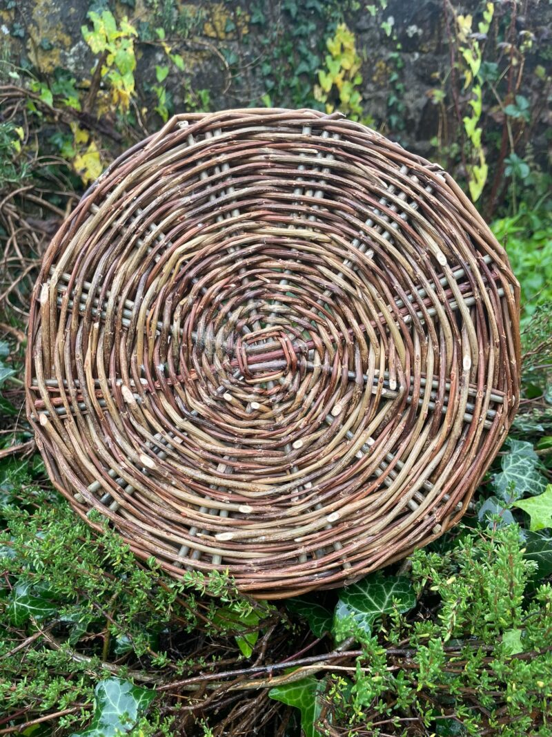 Asymmetrical Basket with Zig Zag Weave and Wooden Handle - Image 2